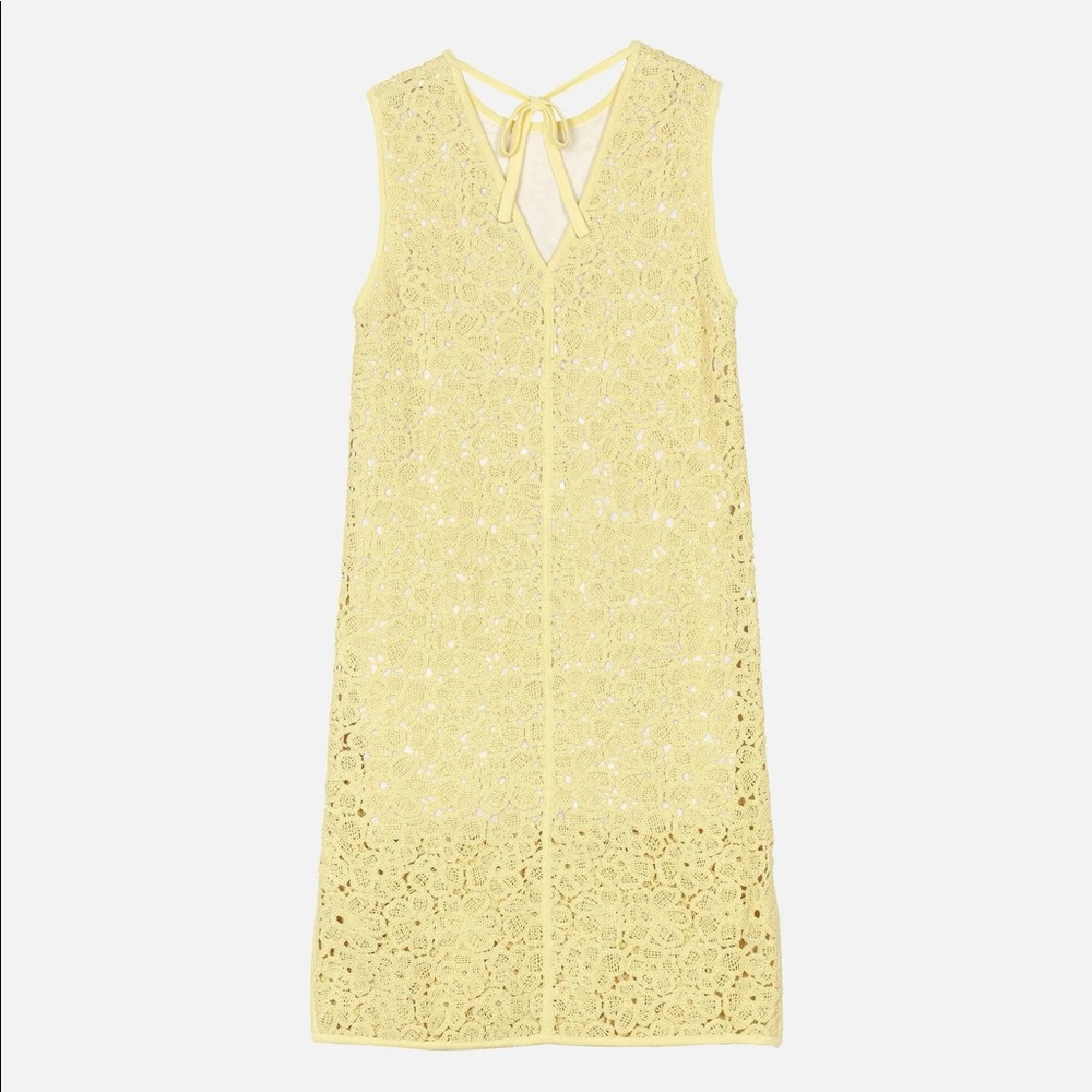 Marimekko Yellow Ranso Unikko Lace Knit Shift Dress - size M
